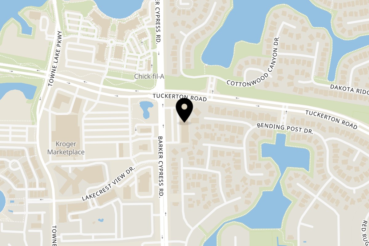 Map showing the location of Vittorio's Pizza & Pasta on 9740 Barker Cypress Rd in Cypress